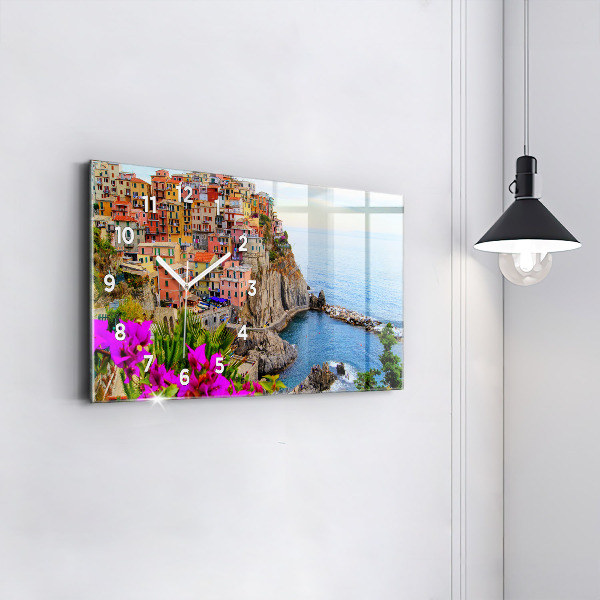 Ceas orizontale de perete din sticlă Coasta Cinque Terre