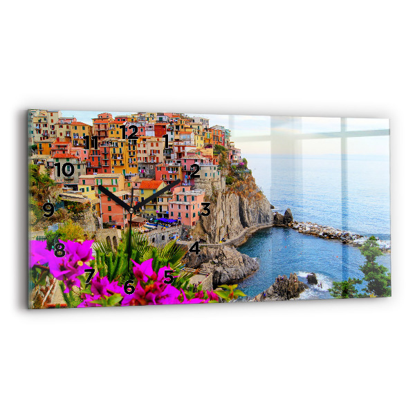 Ceas orizontale de perete din sticlă Coasta Cinque Terre