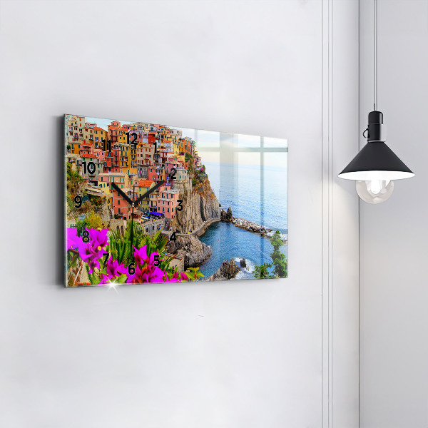 Ceas orizontale de perete din sticlă Coasta Cinque Terre