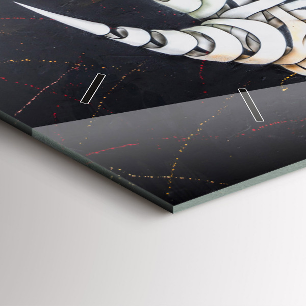 Ceas orizontale de perete din sticlă Rinocer abstract