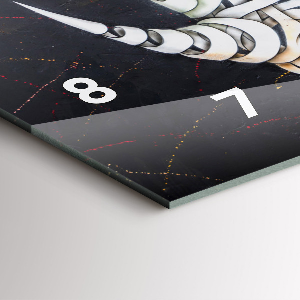 Ceas orizontale de perete din sticlă Rinocer abstract