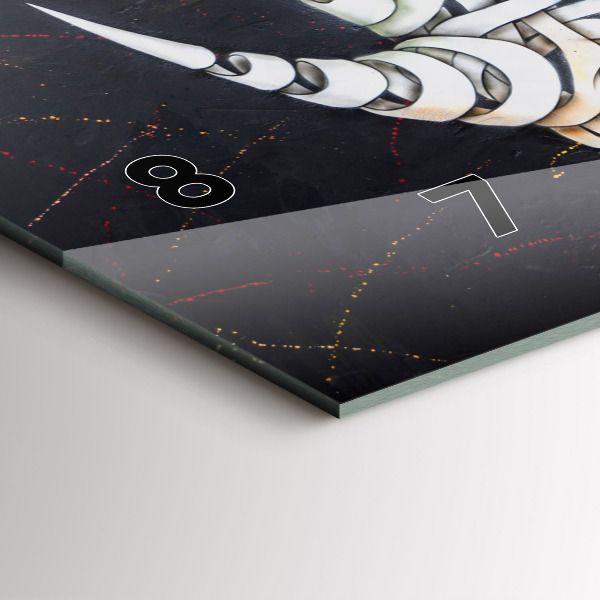 Ceas orizontale de perete din sticlă Rinocer abstract