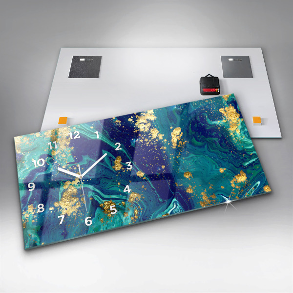 Ceas orizontale de perete din sticlă Abstracția modernă