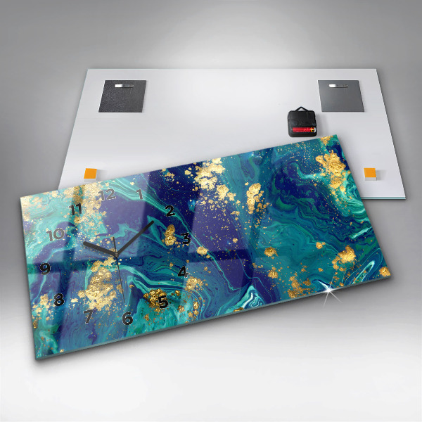 Ceas orizontale de perete din sticlă Abstracția modernă