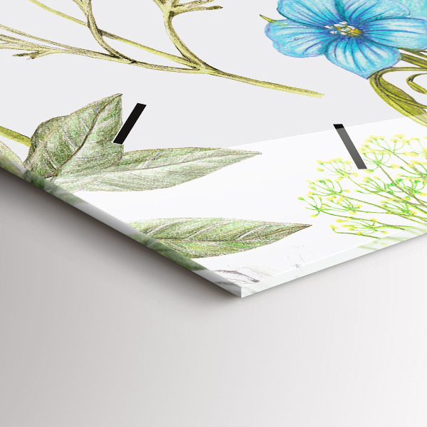 Ceas orizontale de perete din sticlă Aranjament Floral