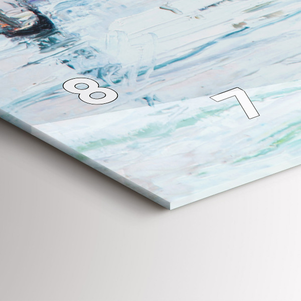 Ceas orizontale de perete din sticlă Pictură în ulei a unui iaht de mare