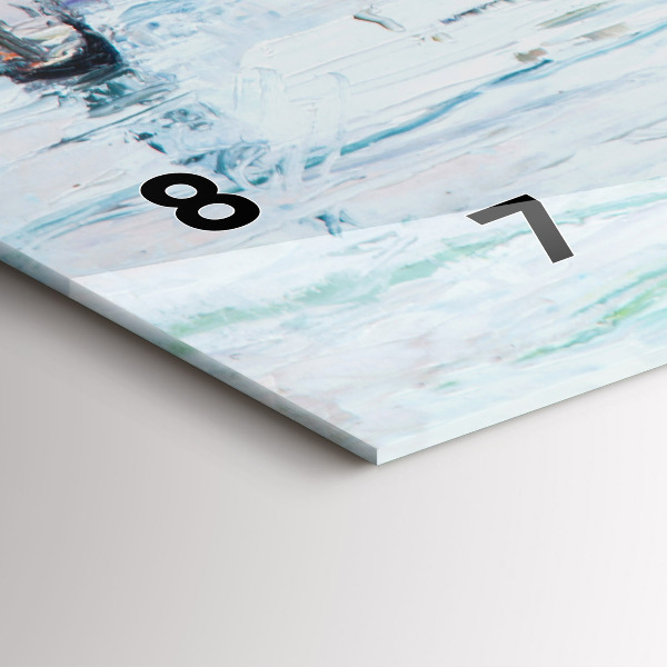 Ceas orizontale de perete din sticlă Pictură în ulei a unui iaht de mare