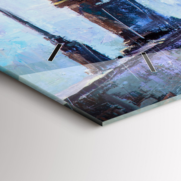 Ceas orizontale de perete din sticlă Arta in ulei