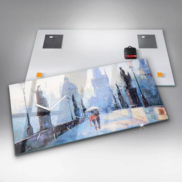 Ceas orizontale de perete din sticlă Arta in ulei