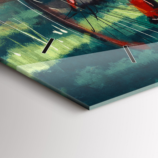 Ceas orizontale de perete din sticlă Bicicleta pictata