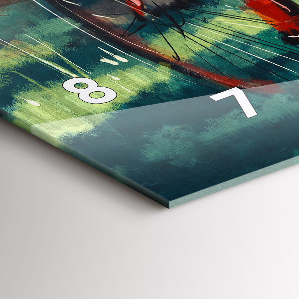 Ceas orizontale de perete din sticlă Bicicleta pictata