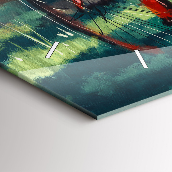 Ceas orizontale de perete din sticlă Bicicleta pictata