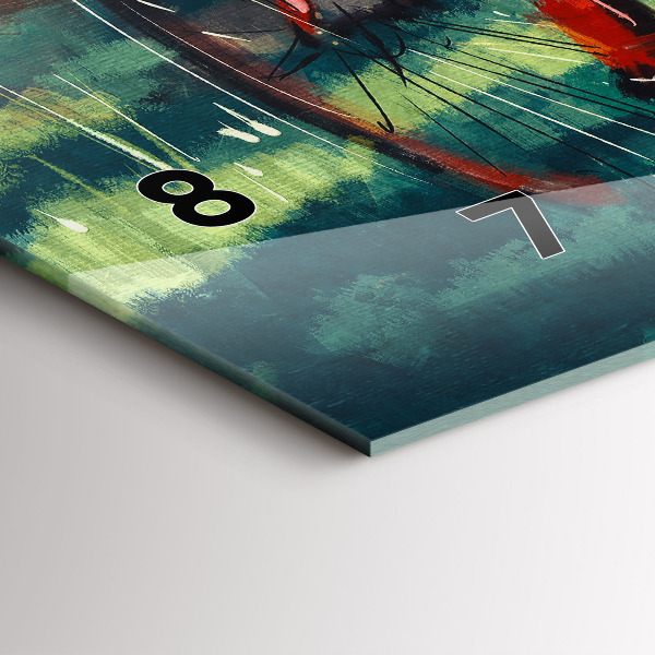 Ceas orizontale de perete din sticlă Bicicleta pictata