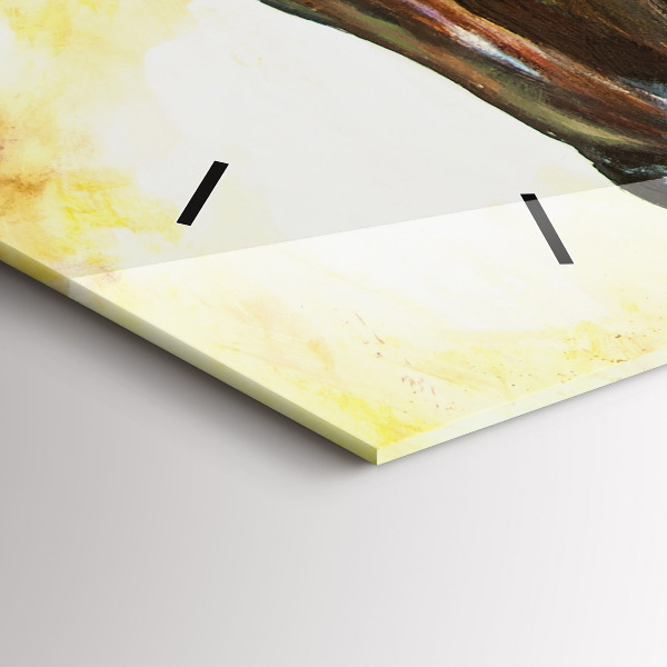 Ceas orizontale de perete din sticlă Doi cai pictați