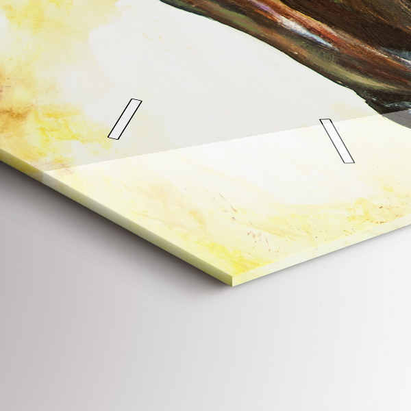 Ceas orizontale de perete din sticlă Doi cai pictați