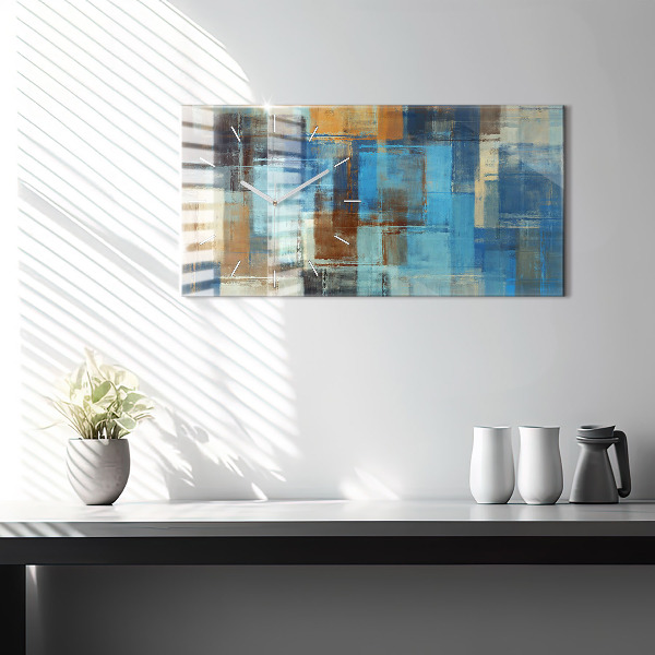 Ceas orizontale de perete din sticlă Fundal colorat – abstracție