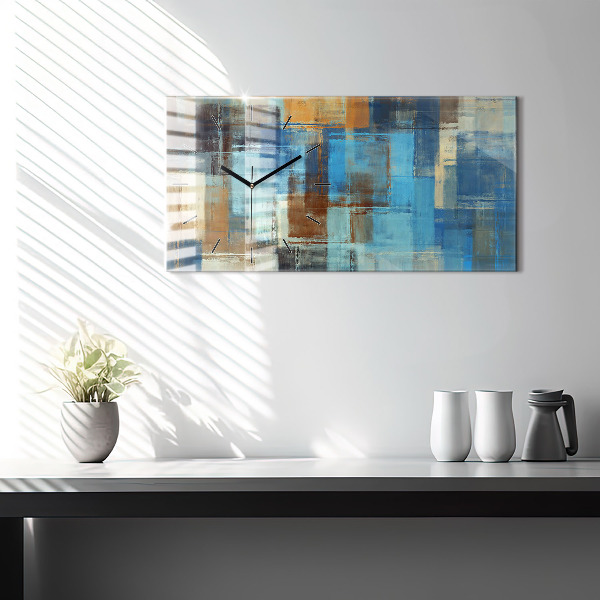 Ceas orizontale de perete din sticlă Fundal colorat – abstracție