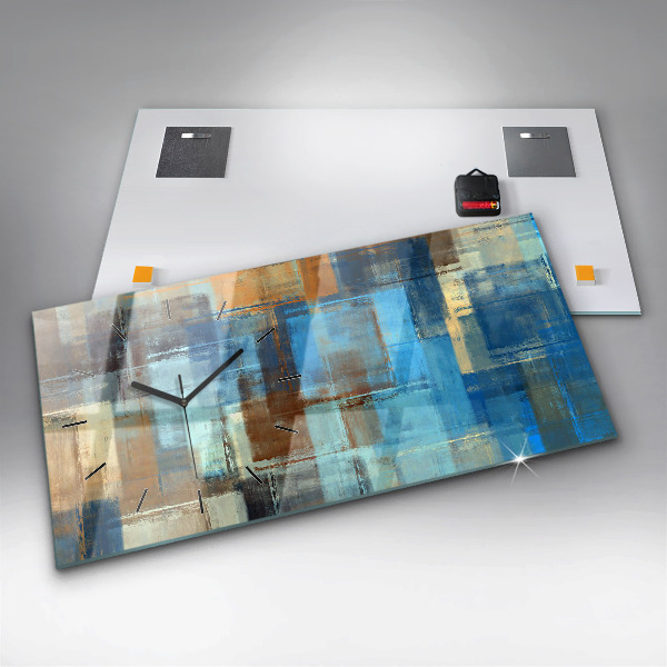 Ceas orizontale de perete din sticlă Fundal colorat – abstracție