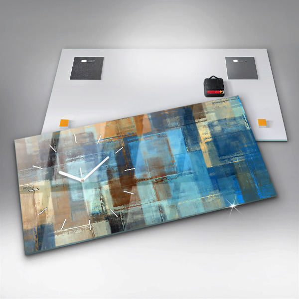 Ceas orizontale de perete din sticlă Fundal colorat – abstracție
