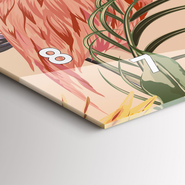 Ceas orizontale de perete din sticlă Frunze de palmier tropical