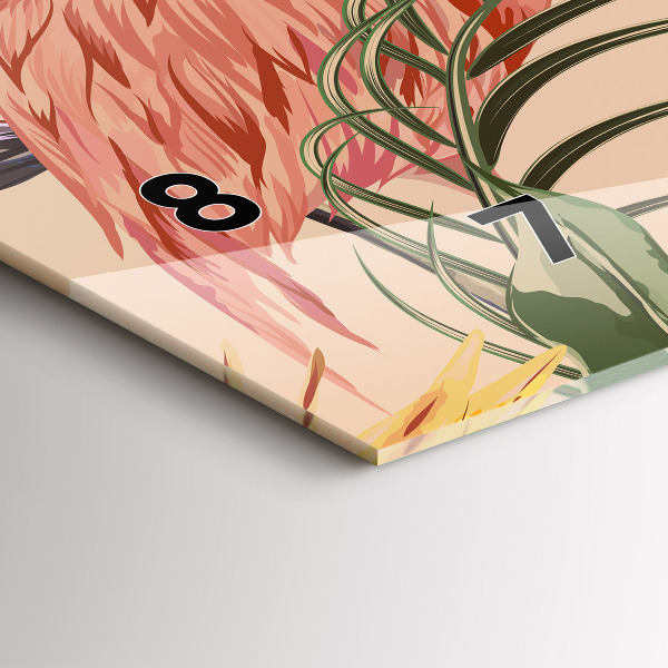 Ceas orizontale de perete din sticlă Frunze de palmier tropical