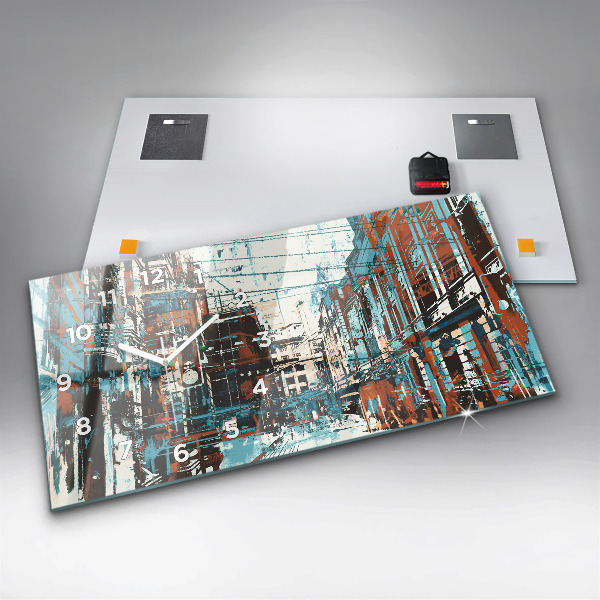 Ceas orizontale de perete din sticlă Arta stradală