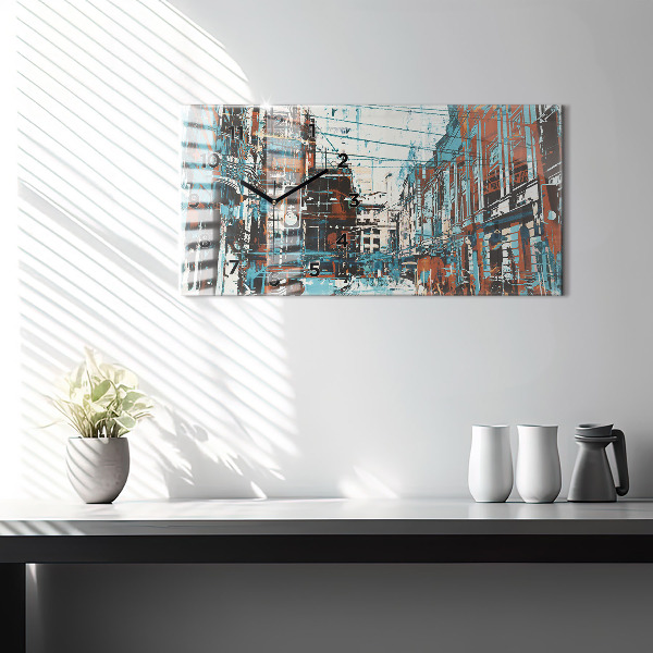 Ceas orizontale de perete din sticlă Arta stradală