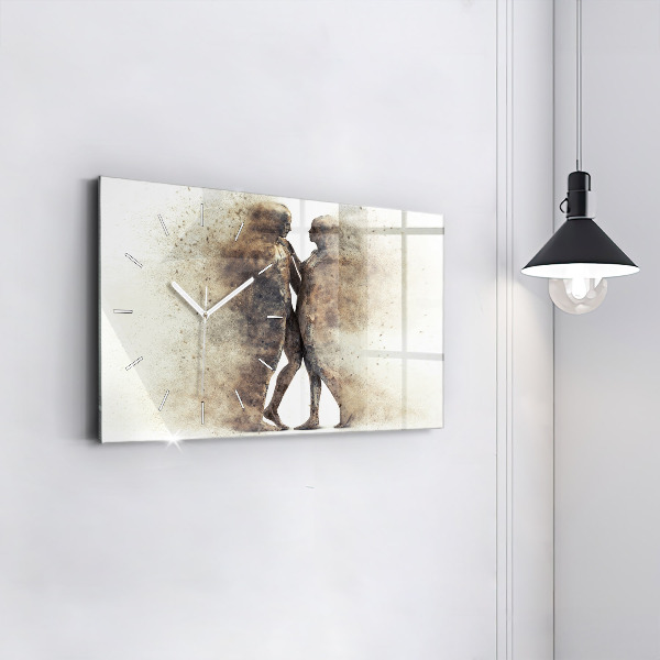Ceas orizontale de perete din sticlă Oameni abstracti nisip