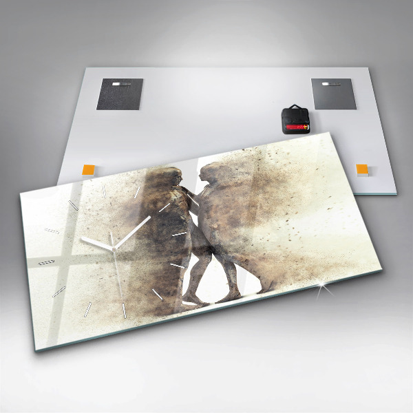 Ceas orizontale de perete din sticlă Oameni abstracti nisip