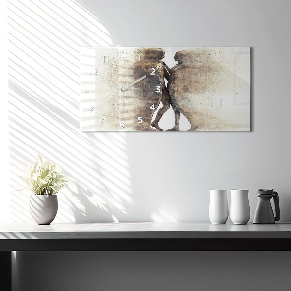 Ceas orizontale de perete din sticlă Oameni abstracti nisip