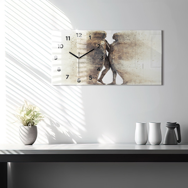 Ceas orizontale de perete din sticlă Oameni abstracti nisip