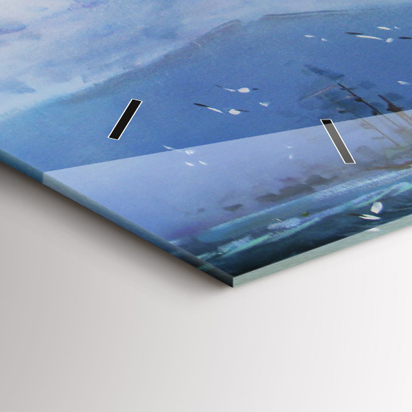 Ceas orizontale de perete din sticlă Navă pe apă