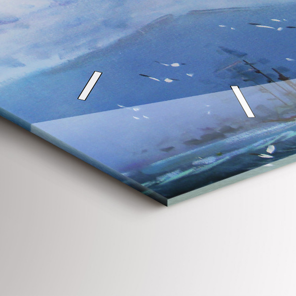 Ceas orizontale de perete din sticlă Navă pe apă