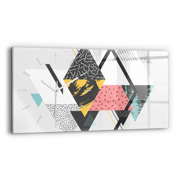 Ceas orizontale de perete din sticlă Model geometric