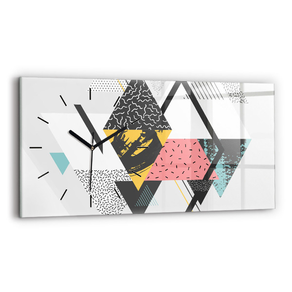 Ceas orizontale de perete din sticlă Model geometric