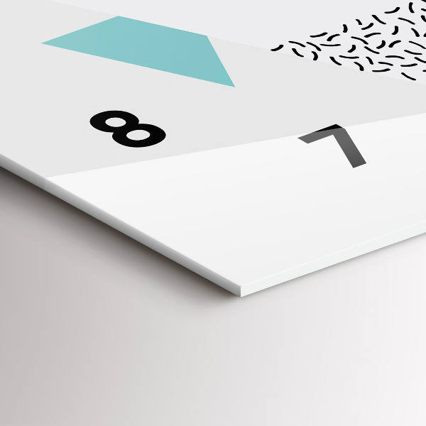 Ceas orizontale de perete din sticlă Model geometric