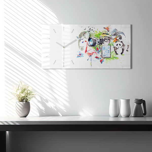 Ceas orizontale de perete din sticlă Zoolog