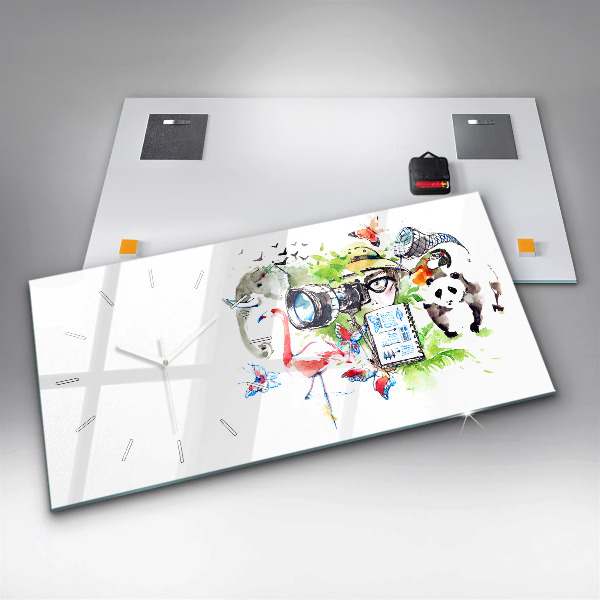 Ceas orizontale de perete din sticlă Zoolog