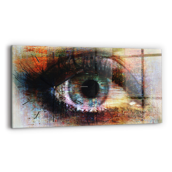 Ceas orizontale de perete din sticlă Street Art Eye