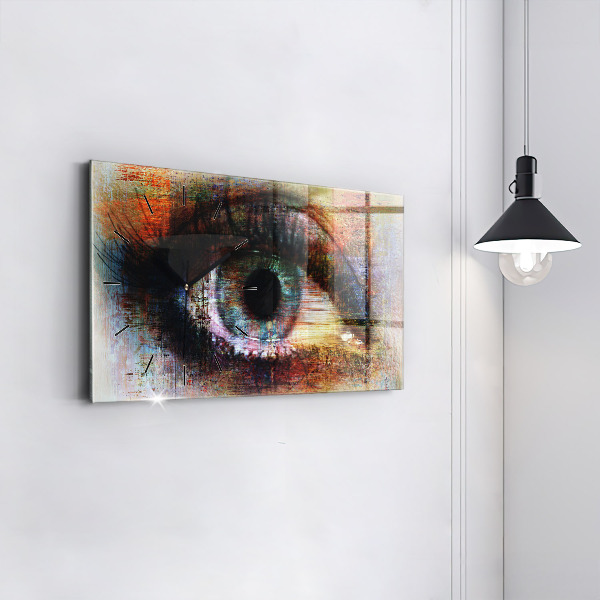 Ceas orizontale de perete din sticlă Street Art Eye