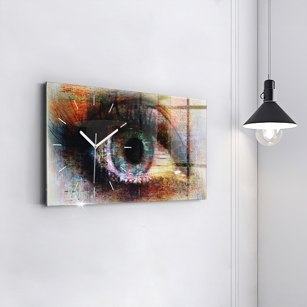 Ceas orizontale de perete din sticlă Street Art Eye
