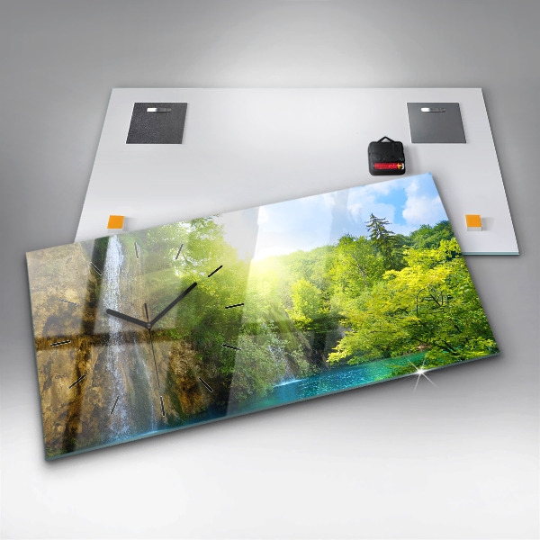 Ceas orizontale de perete din sticlă Peisaj lagunar