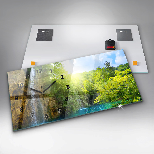 Ceas orizontale de perete din sticlă Peisaj lagunar