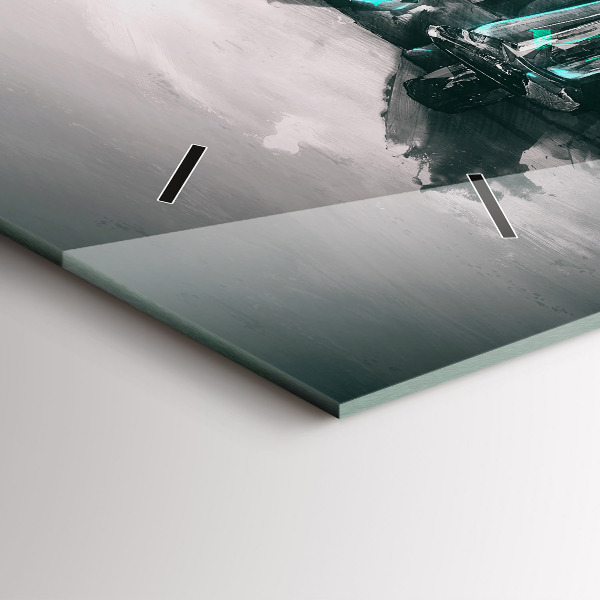 Ceas orizontale de perete din sticlă Mașină veche