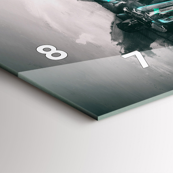 Ceas orizontale de perete din sticlă Mașină veche