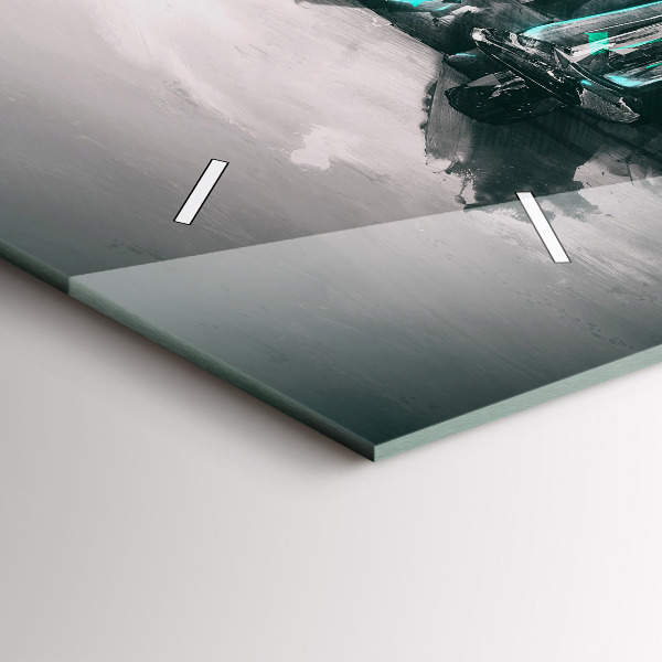 Ceas orizontale de perete din sticlă Mașină veche