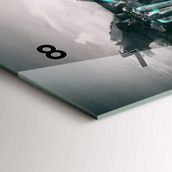 Ceas orizontale de perete din sticlă Mașină veche