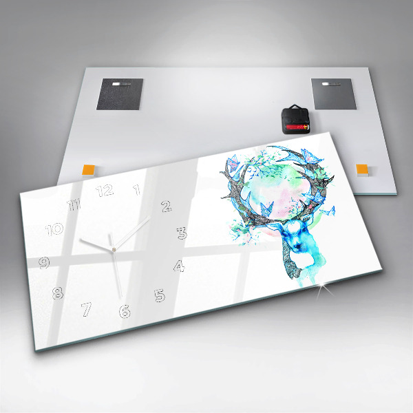 Ceas orizontale de perete din sticlă Ilustrație de cerb