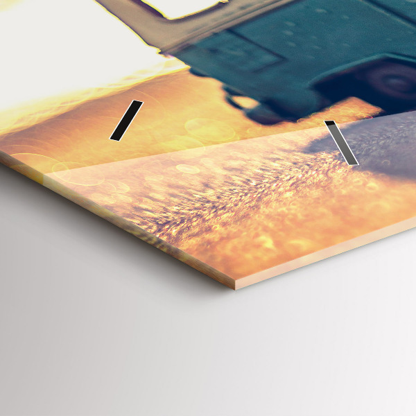 Ceas orizontale de perete din sticlă Rulotă pe plajă