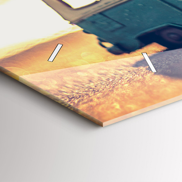 Ceas orizontale de perete din sticlă Rulotă pe plajă